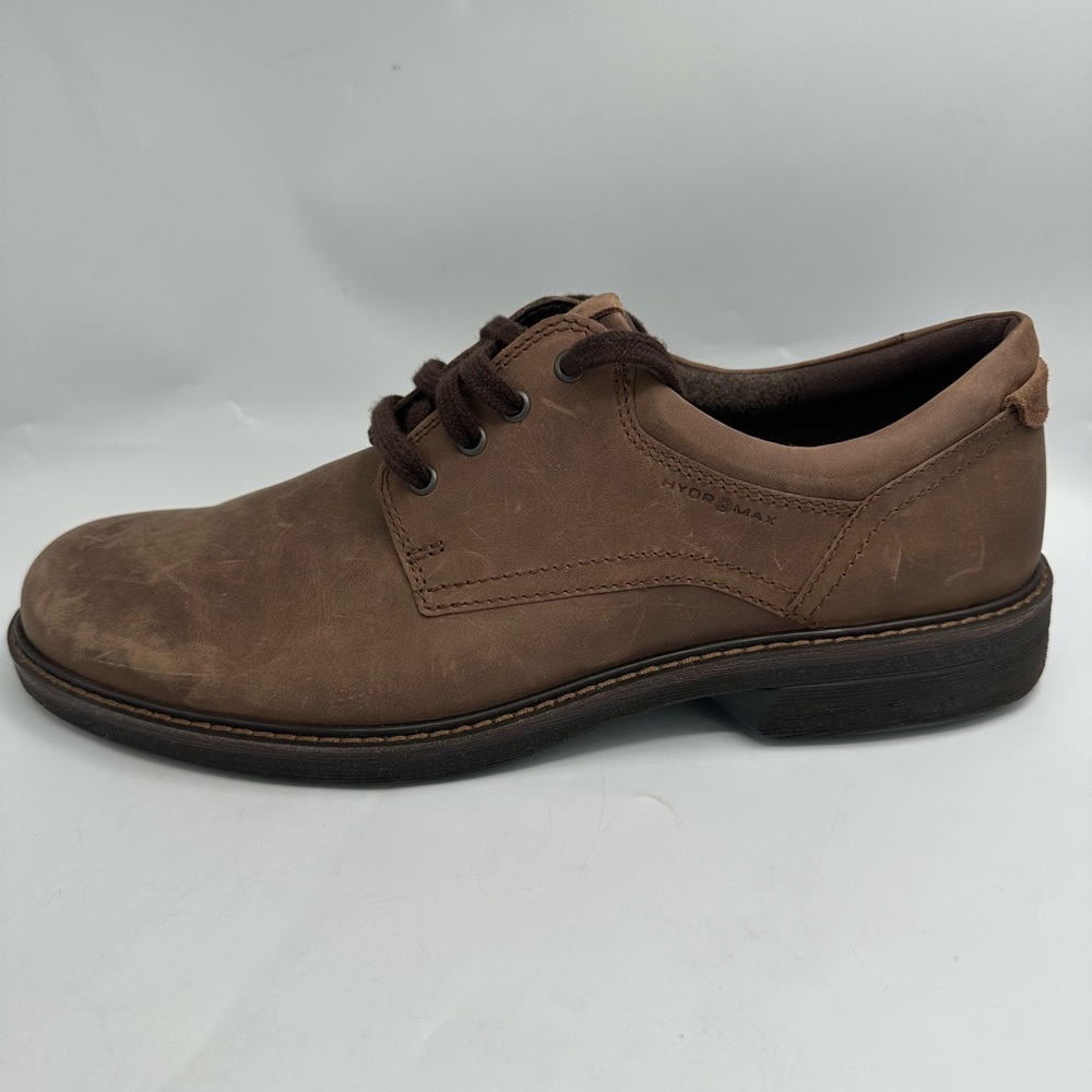 ECCO Shoes Mens Size 12-12.5 / EU 46 Leather Brown Lace-Up Derby Dress Shoe Heel - Picture 2 of 11